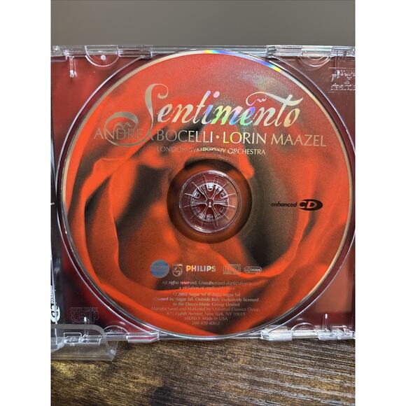 Andrea Bocelli Sentimento CD 2002 Classical Crossover London Symphony Lorin Maaz - Picture 4 of 5